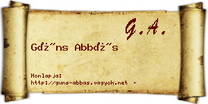 Güns Abbás névjegykártya